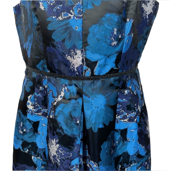 NWT ASL Tahari Blue & Silver Floral Dress - Picture 5 of 14